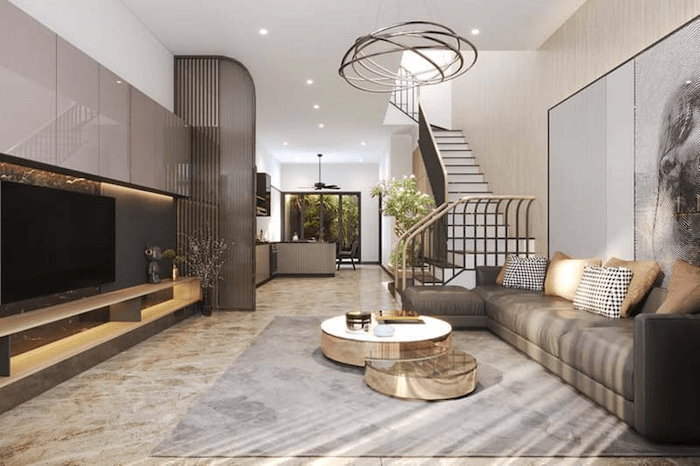 Mẫu kệ tivi đơn giản, sang trọng tạo điểm nhấn cho phòng khách