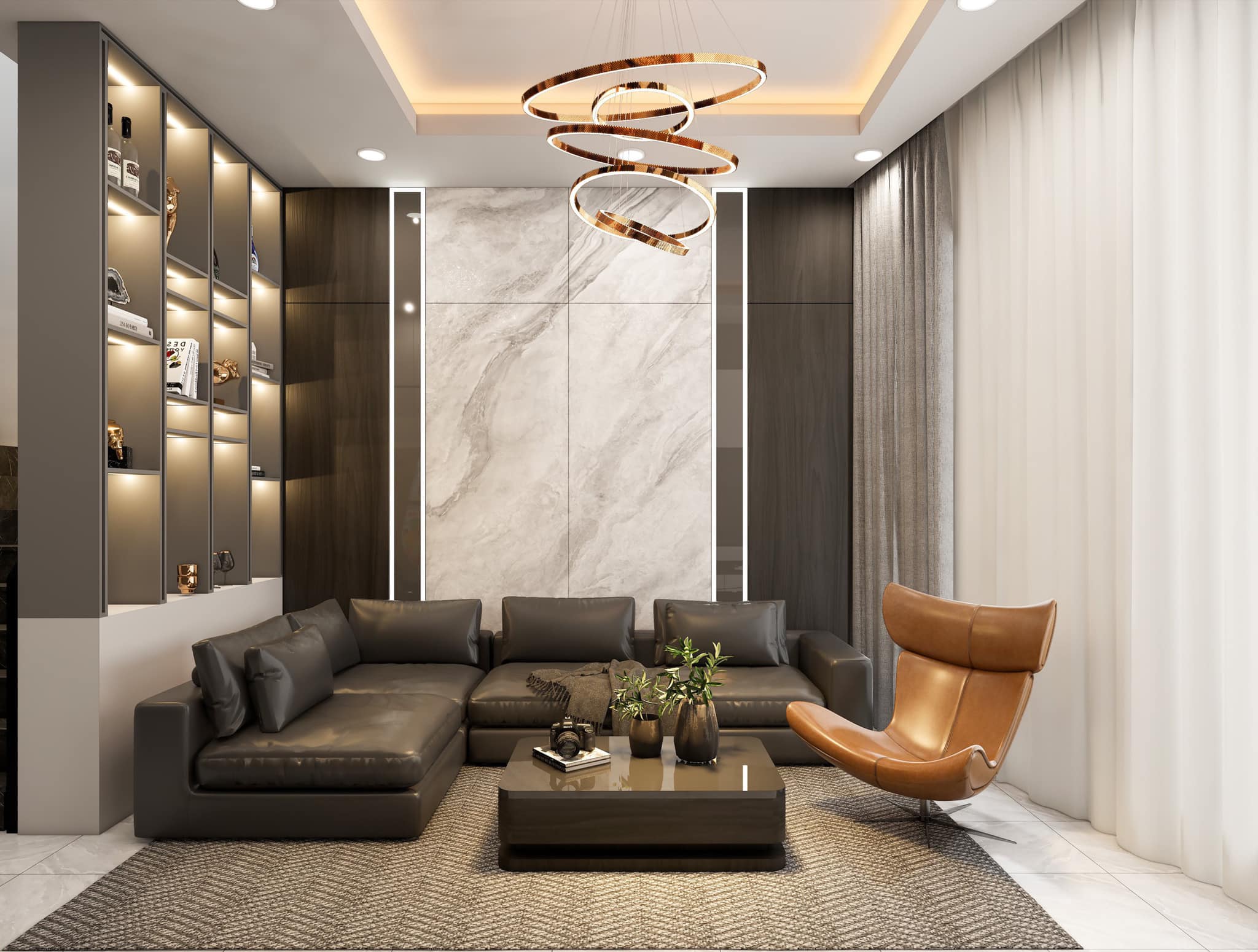 Mẫu sofa có màu sắc tươi sáng mang đến nét trẻ trung cho phòng khách