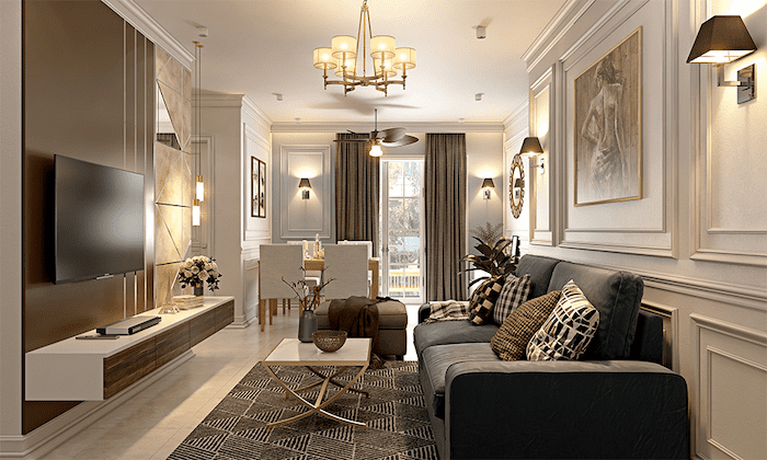 Thiết kế nội thất phòng khách nhỏ 15m2 hiện đại, tiện nghi cho nhà ống