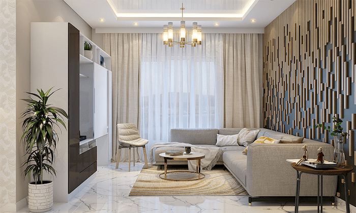 Thiết kế phòng khách 15m2 đơn giản không kém phần ấn tượng