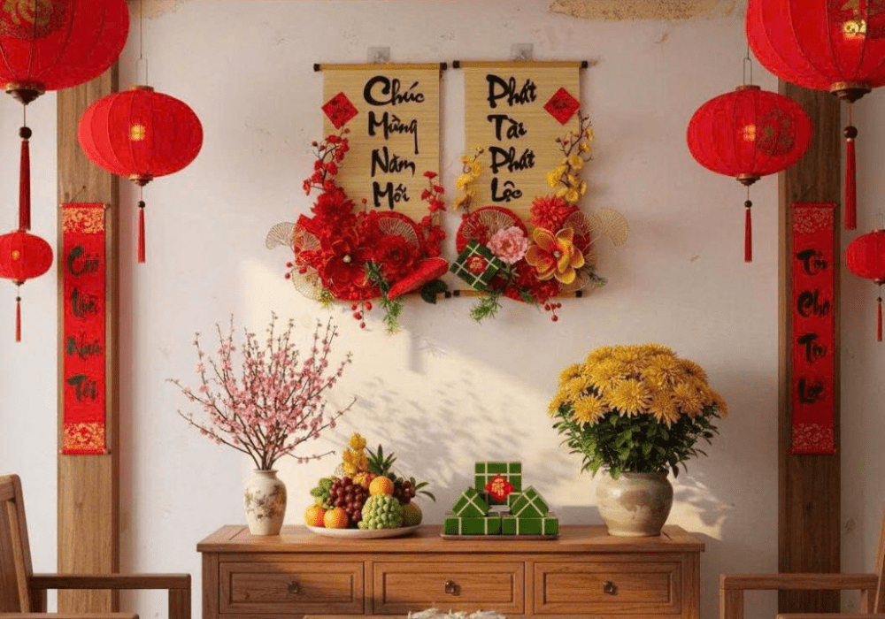 Trang trí tết bằng Liễn 