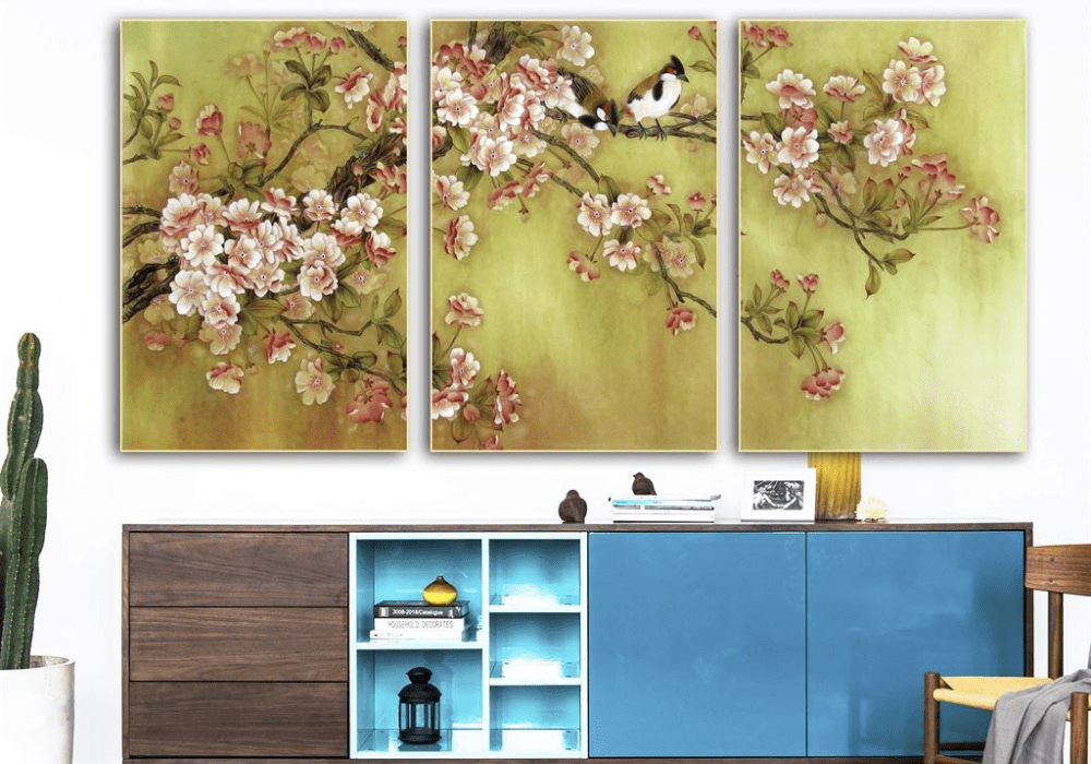 Trang trí tết bằng tranh vải 