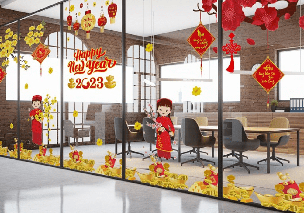 Mẫu trang trí tết cho văn phòng