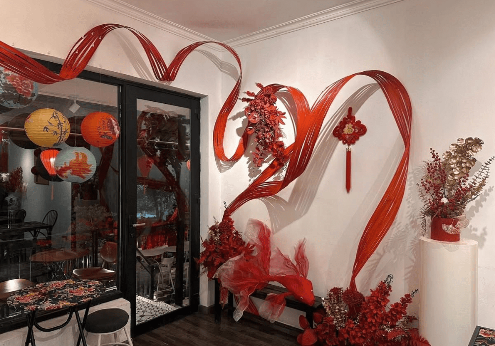 trang trí tết bằng hoa 