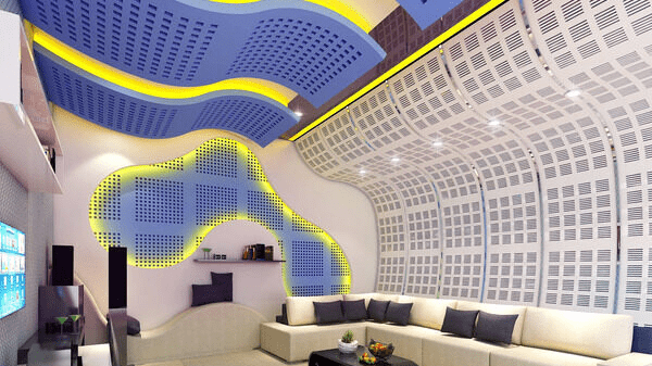 Mẫu trần và tường làm từ tấm thạch cao tiêu âm Gyptone Vĩnh Tường đẹp