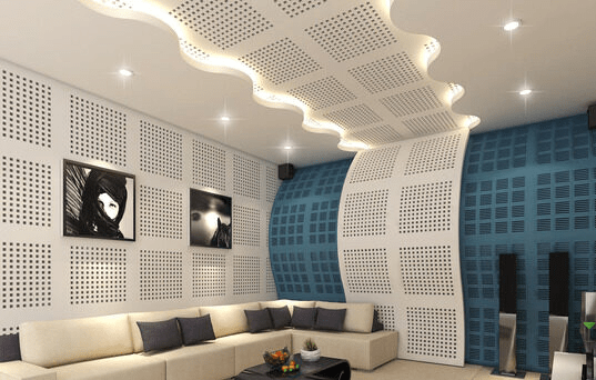 Mẫu trần và vách làm từ thạch cao tiêu âm tiện nghi