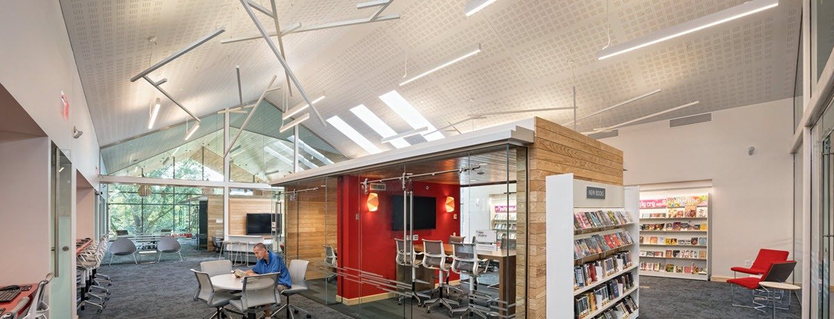 Ứng dụng trần và vách tường làm từ thạch cao cho thư viện