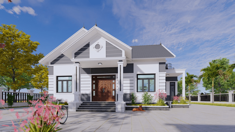 Thiết kế nhà cấp 4 100m2 3 phòng ngủ đẹp, hiện đại