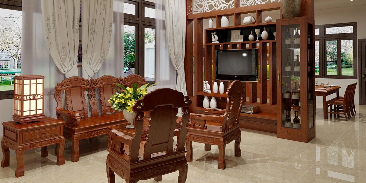 vách ngăn gỗ hương đo