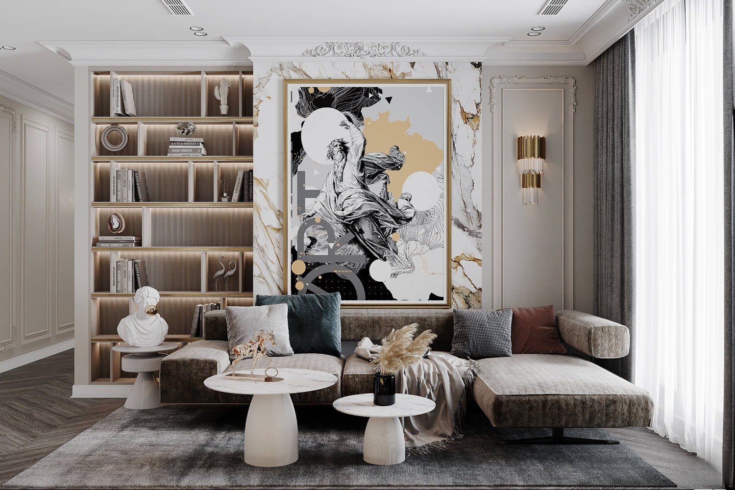 Vách ngăn phòng khách chung cư phong cách nghệ thuật thiết kế ấn tượng