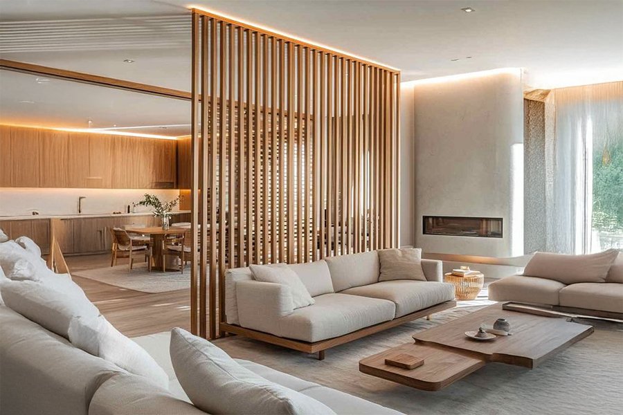 Vách ngăn phòng khách đơn giản rẻ