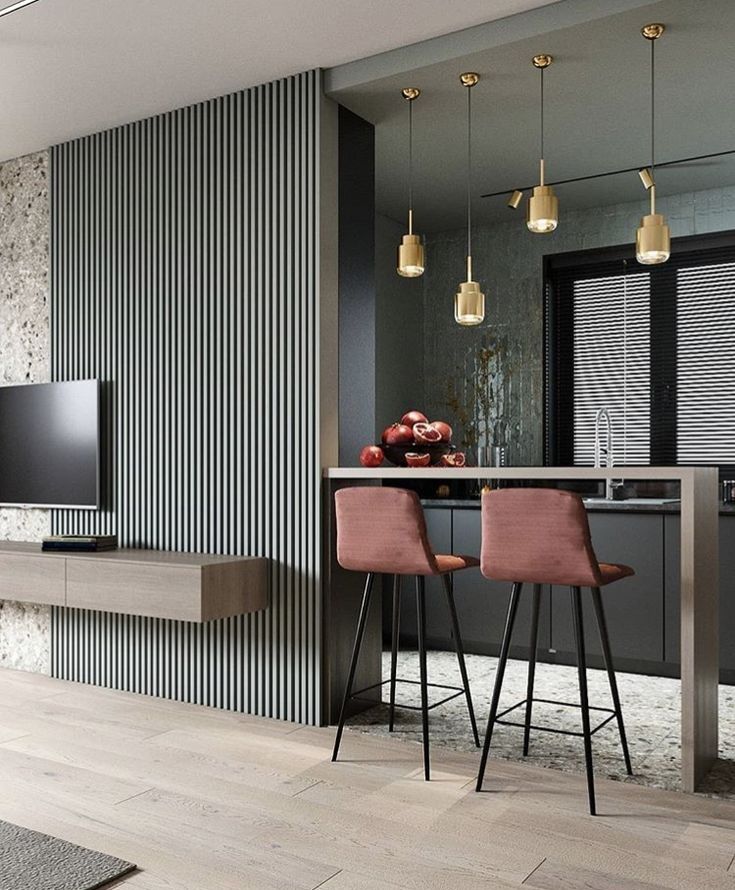 vách ngăn phòng khách và bếp