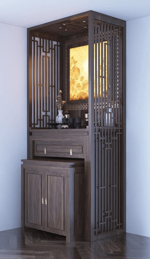 Vách ngăn phòng thờ gỗ CNC có giá thành hợp lý phù hợp với đại đa số gia đình Việt 