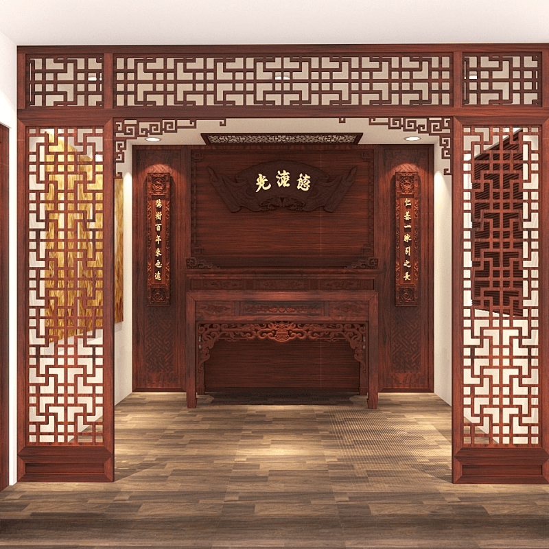 Mẫu vách ngăn CNC trang trí phòng thờ gia tiên hiện đại 