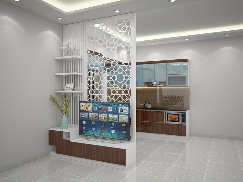 vách ngăn phòng khách bằng nhôm