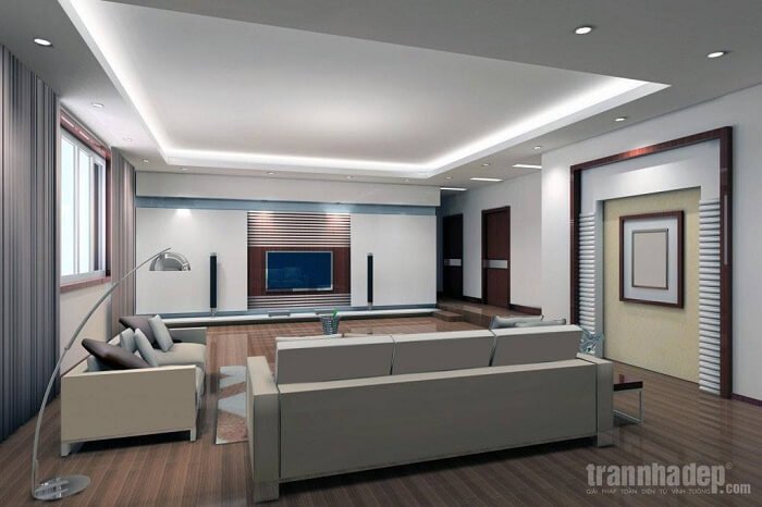 mẫu trần thạch cao giật cấp phòng khách đẹp