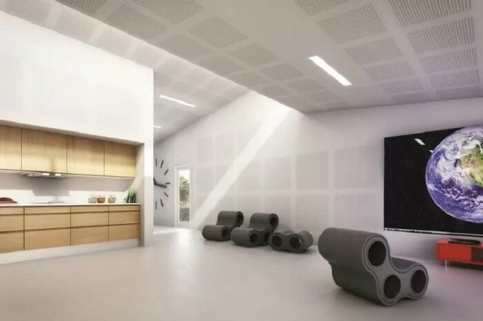 trần và tường làm từ tấm tiêu âm thạch cao