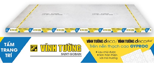 Tấm trang trí Vĩnh Tường DECO trên nền thạch cao Gyproc